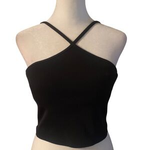 NWOT ALO Yoga Black Cross- In Front Crop Top